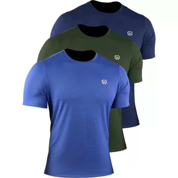 NELEUS Mens Dry Fit Athletic Running Shirt508 NavyBlueOlive Green3 Pack