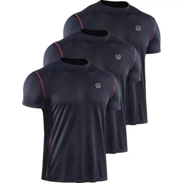 NELEUS Mens Dry Fit Athletic Running ShirtZ027 BlackBlackBlack3 Pack