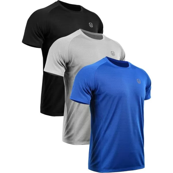 NELEUS Mens Dry Fit Mesh Athletic Shirts5033 3 Pack Blackbluegrey