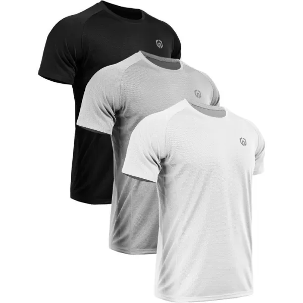 NELEUS Mens Dry Fit Mesh Athletic Shirts5033 3 Pack Blackgreywhite