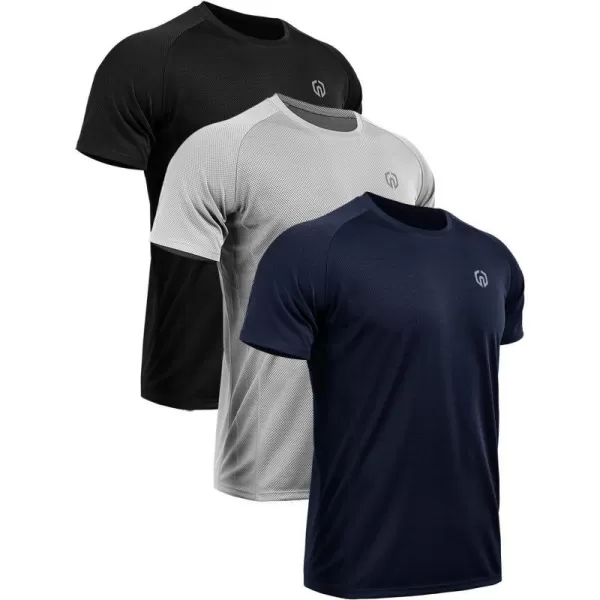 NELEUS Mens Dry Fit Mesh Athletic Shirts5033 3 Packblackgreynavy Blue