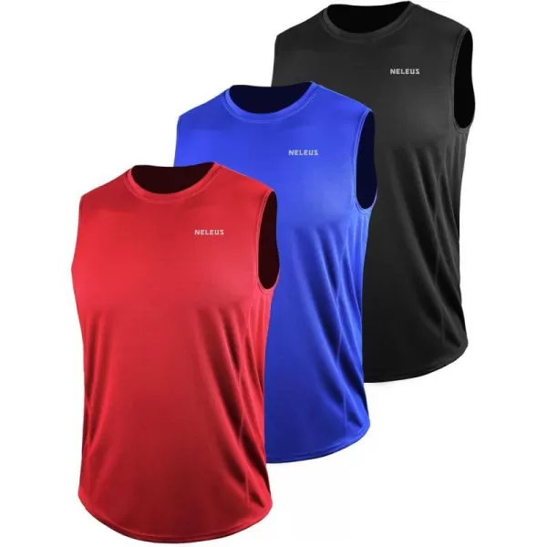 NELEUS Mens Dry Fit Workout Running Muscle Tank Top5042 BlackBlueRed