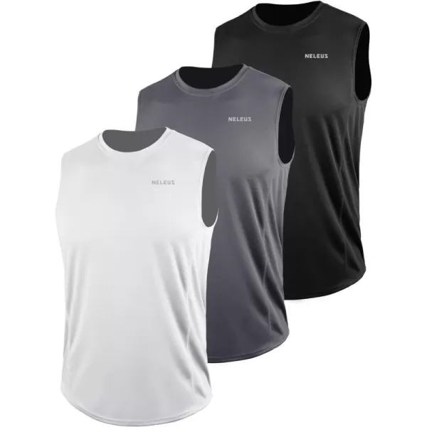 NELEUS Mens Dry Fit Workout Running Muscle Tank Top5042 BlackGreyWhite