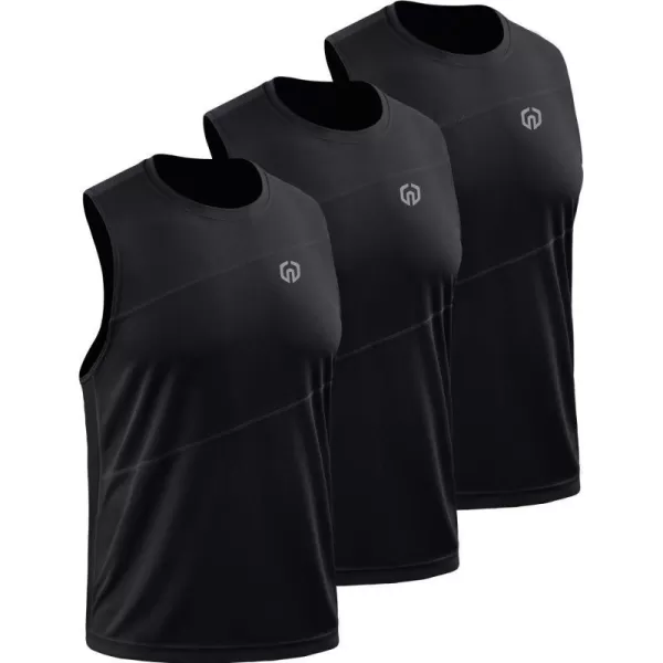 NELEUS Mens Dry Fit Workout Running Muscle Tank Top5054 BlackBlackBlack3 Pack