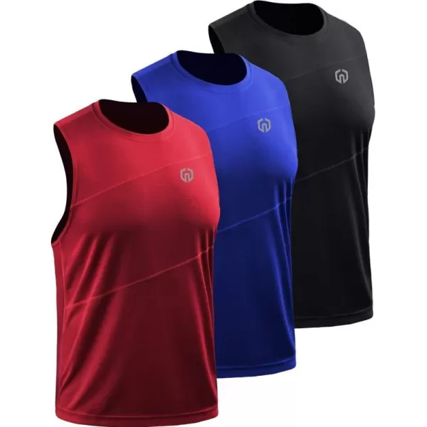 NELEUS Mens Dry Fit Workout Running Muscle Tank Top5054 BlackBlueRed3 Pack