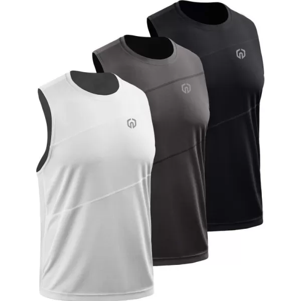 NELEUS Mens Dry Fit Workout Running Muscle Tank Top54 BlackDark GreyWhite3 Pack