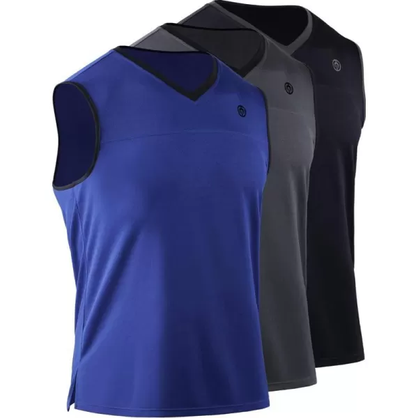 V-neck: Black/Grey/Blue, 3 Pack