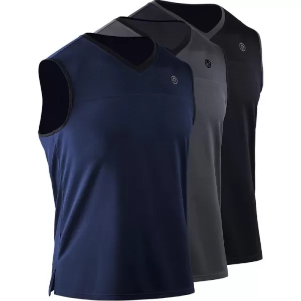 V-neck: Black/Grey/Navy Blue, 3 Pack