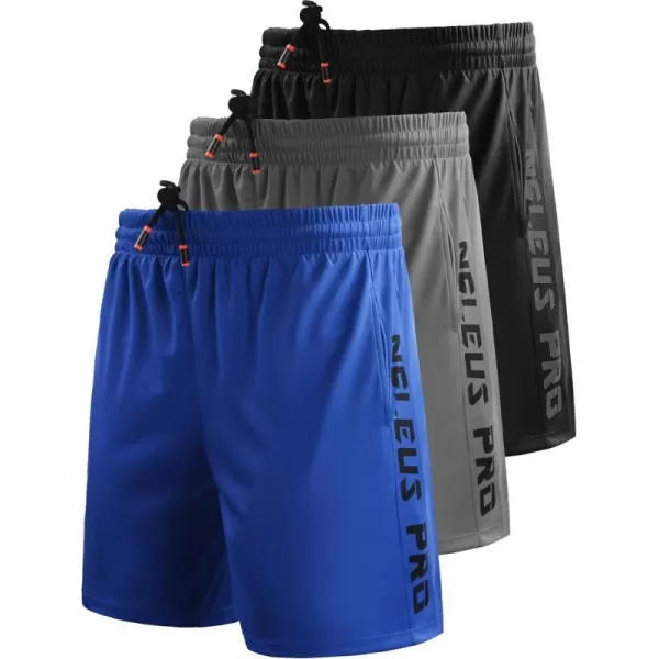 NELEUS Mens Lightweight Workout Athletic Shorts with Pockets6056 BlackGreyBlue 3 Pack