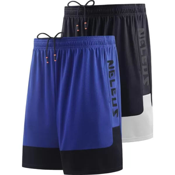 NELEUS Mens Lightweight Workout Athletic Shorts with Pockets6093 BlackBlue 2 Pack