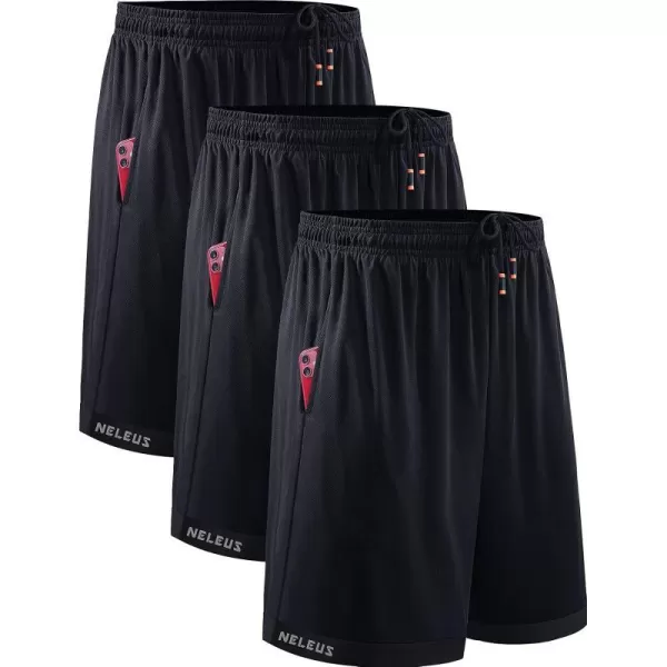 NELEUS Mens Lightweight Workout Athletic Shorts with Pockets6095 BlackBlackBlack3 Pack