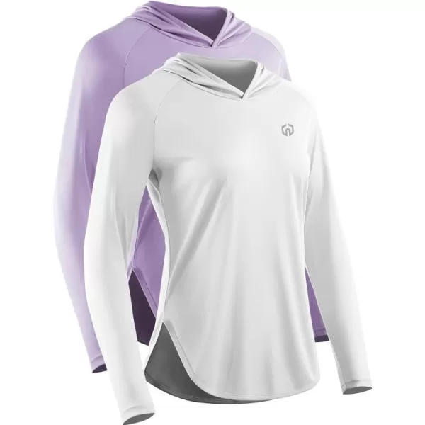 NELEUS Womens Dry Fit Athletic Running Shirt Long Sleeve Workout Shirts8090 2 PackpurpleWhite