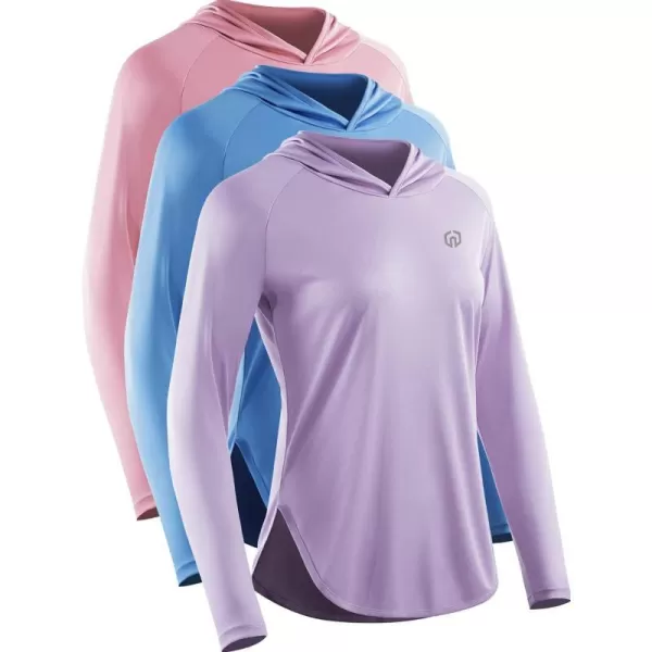 NELEUS Womens Dry Fit Athletic Running Shirt Long Sleeve Workout Shirts8090 PinkBluePurple3 Pack