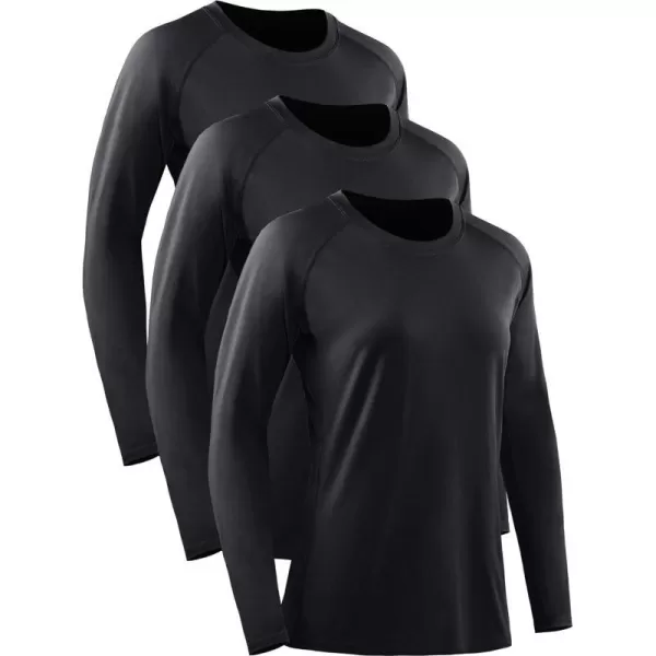 NELEUS Womens Dry Fit Workout Running Long Sleeve Shirt8065 3 PackblackBlackBlack