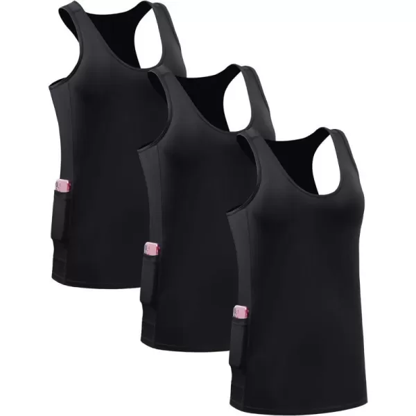 NELEUS Womens Racerback Yoga Workout Tank Top06 BlackBlackBlack 3 Pack