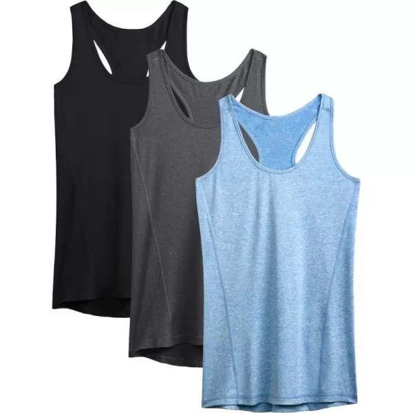 NELEUS Womens Workout Tank Top Racerback Yoga Tanks Athletic Gym Shirts06 BlackDark GreyLight Blue