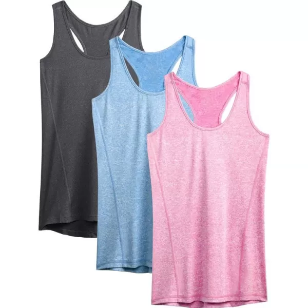 NELEUS Womens Workout Tank Top Racerback Yoga Tanks Athletic Gym Shirts06 Dark GreyLight BlueRose Red