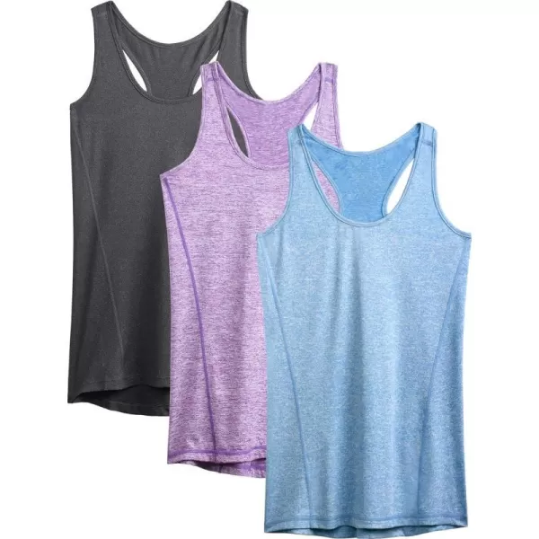 NELEUS Womens Workout Tank Top Racerback Yoga Tanks Athletic Gym Shirts06 Dark GreyPurpleLight Blue