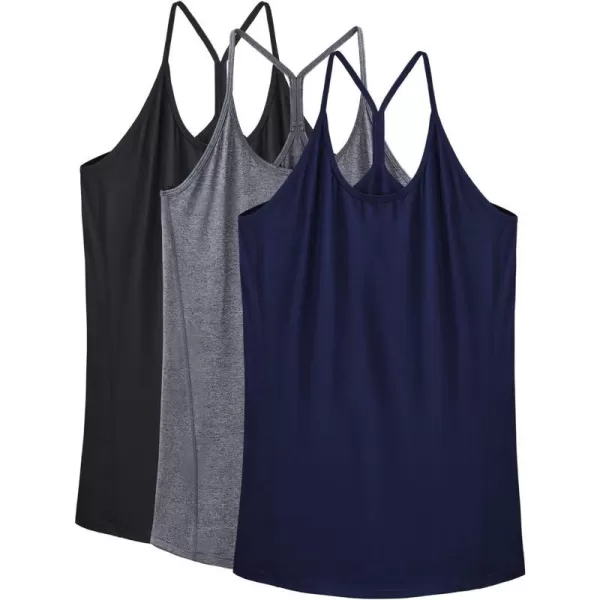 NELEUS Womens Workout Tank Top Racerback Yoga Tanks Athletic Gym Shirts8057 BlackGreyNavy Blue3 Pack