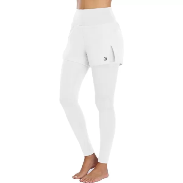 NELEUS Womens Yoga Pants Tummy Control High Waist Workout Leggings with 2 Pocket126 White1 Piece