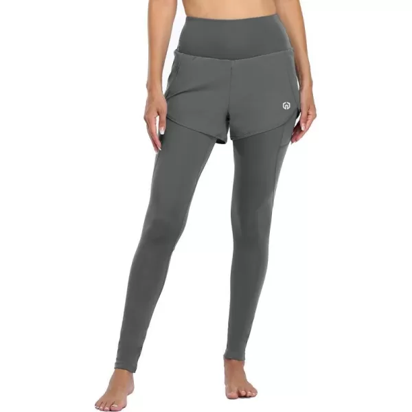 NELEUS Womens Yoga Pants Tummy Control High Waist Workout Leggings with 2 Pocket127 Light Grey1 Piece