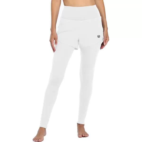 NELEUS Womens Yoga Pants Tummy Control High Waist Workout Leggings with 2 Pocket127 White1 Piece