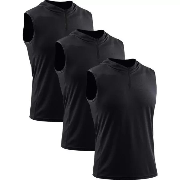 Neleus Mens Running Tank Tops 3 Pack Sleeveless Workout Athletic Shirts with Hoods5099 BlackBlackBlack3 Pack