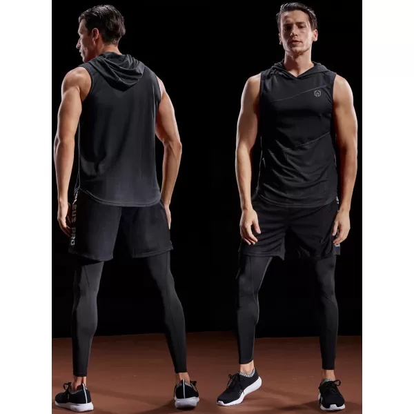 NELEUS Dry Fit Workout Athletic Muscle Tank Top Running Shirts with Hoods5036 3 Packblack