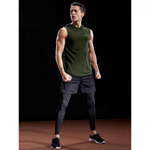 NELEUS Dry Fit Workout Athletic Muscle Tank Top Running Shirts with Hoods5036 3 Packblack grey olive Green