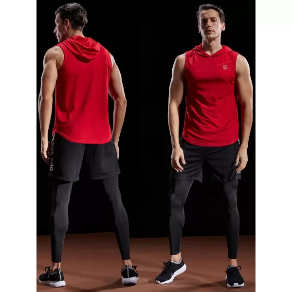 NELEUS Dry Fit Workout Athletic Muscle Tank Top Running Shirts with Hoods5036 3 Packblack grey red