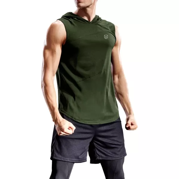 NELEUS Dry Fit Workout Athletic Muscle Tank Top Running Shirts with Hoods5036 3 Packolive Green grey blue