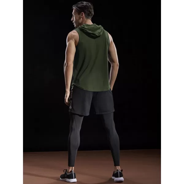 NELEUS Dry Fit Workout Athletic Muscle Tank Top Running Shirts with Hoods5036 3 Packolive Green grey blue