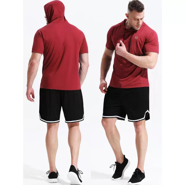 NELEUS Dry Fit Workout Athletic Muscle Tank Top Running Shirts with Hoods5084 BlackBlueRed 3 Pack