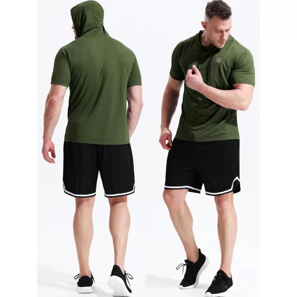 NELEUS Dry Fit Workout Athletic Muscle Tank Top Running Shirts with Hoods5084 BlackGreyOlive Green 3 Pack