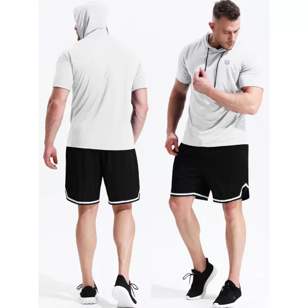 NELEUS Dry Fit Workout Athletic Muscle Tank Top Running Shirts with Hoods5084 BlackGreyWhite 3 Pack