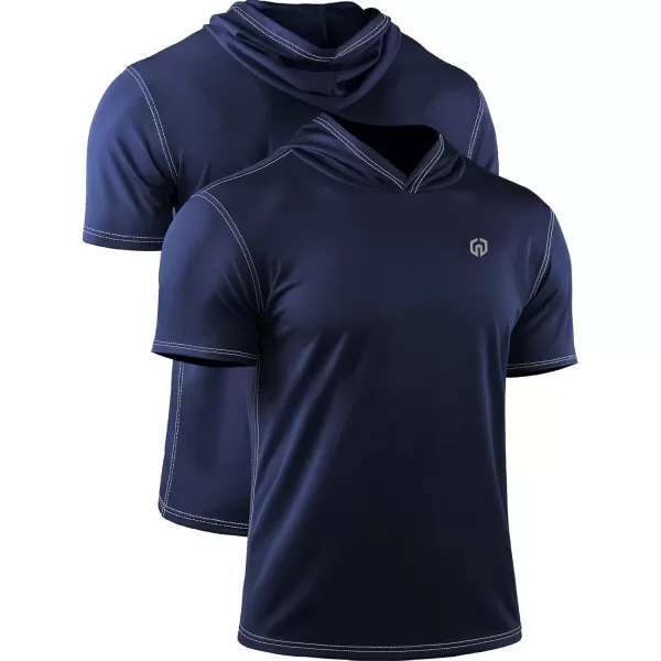 NELEUS Dry Fit Workout Athletic Muscle Tank Top Running Shirts with Hoods5118 BlackGreyNavy Blue 3 Pack