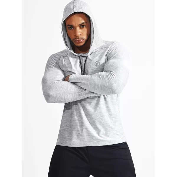 NELEUS Mens Dry Fit Athletic Shirt Workout Running Long Sleeve Shirts with Hoods5071 Dark GreyLight Grey 2 Pack