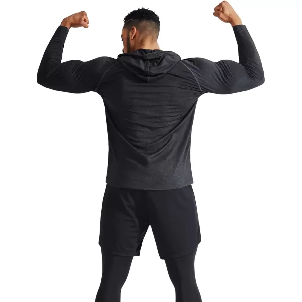 NELEUS Mens Dry Fit Athletic Shirt Workout Running Long Sleeve Shirts with Hoods5071 Dark GreyLight Grey 2 Pack