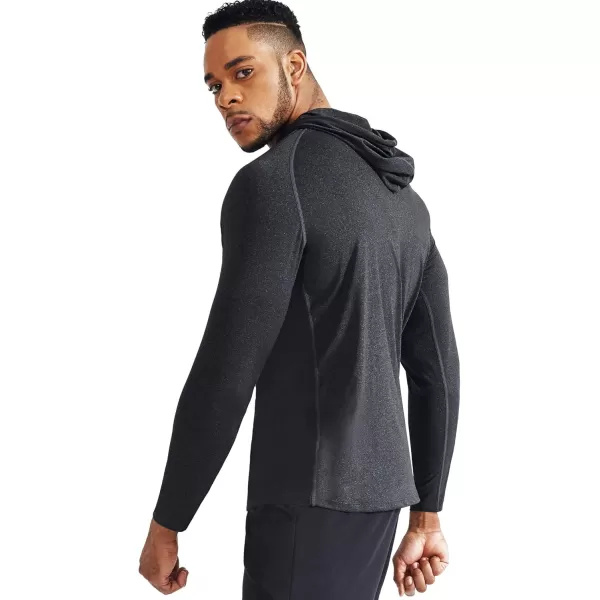 NELEUS Mens Dry Fit Athletic Shirt Workout Running Long Sleeve Shirts with Hoods5071 Dark GreyLight GreySlate Grey 3 Pack