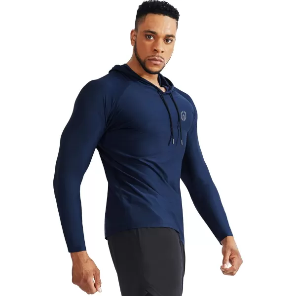 NELEUS Mens Dry Fit Athletic Shirt Workout Running Long Sleeve Shirts with Hoods5071 Dark GreyNavySlate Grey 3 Pack