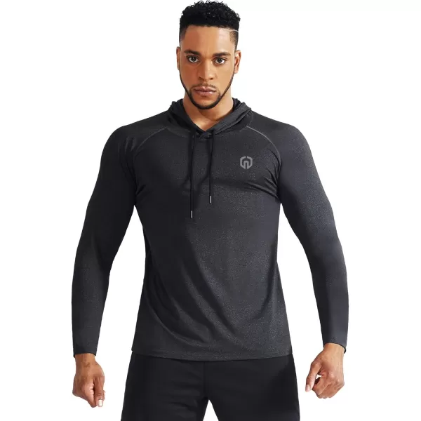 NELEUS Mens Dry Fit Athletic Shirt Workout Running Long Sleeve Shirts with Hoods5071 Dark GreyNavySlate Grey 3 Pack