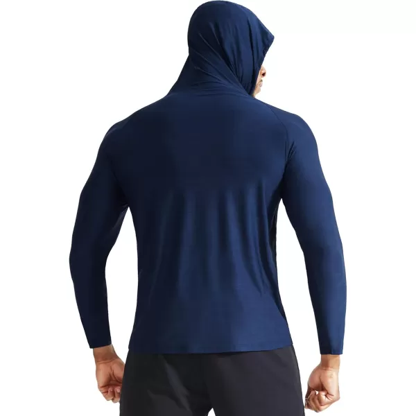 NELEUS Mens Dry Fit Athletic Shirt Workout Running Long Sleeve Shirts with Hoods5071 Navy BlueRed 2 Pack