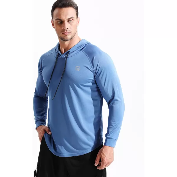 NELEUS Mens Dry Fit Athletic Shirt Workout Running Long Sleeve Shirts with Hoods5147 BlackGreyBlue 3 Pack