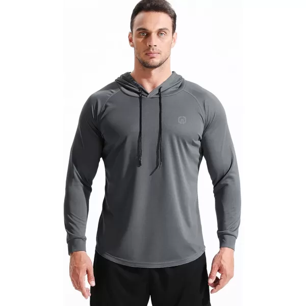 NELEUS Mens Dry Fit Athletic Shirt Workout Running Long Sleeve Shirts with Hoods5147 BlackGreyRed 3 Pack