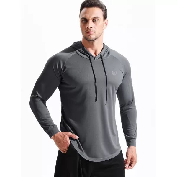 NELEUS Mens Dry Fit Athletic Shirt Workout Running Long Sleeve Shirts with Hoods5147 BlackGreyWhite 3 Pack