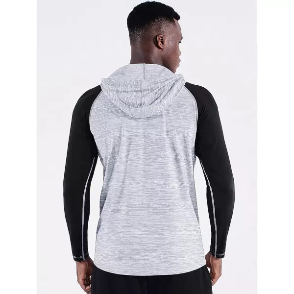 NELEUS Mens Running Shirt Long Sleeve Workout Shirts with Hoods5102 2 Pack dark GreyLight Grey