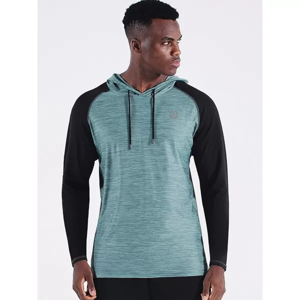 NELEUS Mens Running Shirt Long Sleeve Workout Shirts with Hoods5102 Dark GreyLight GreenRed 3 Pack