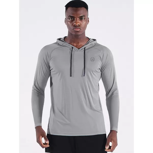 NELEUS Mens Running Shirt Long Sleeve Workout Shirts with HoodsUpf 50 BlackGrey 2 Pack