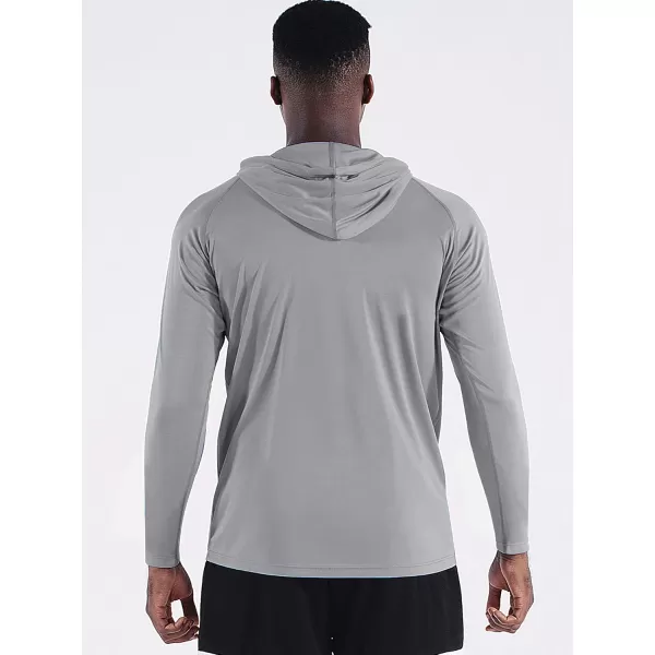 NELEUS Mens Running Shirt Long Sleeve Workout Shirts with HoodsUpf 50 BlackGrey 2 Pack