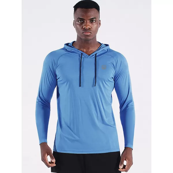 NELEUS Mens Running Shirt Long Sleeve Workout Shirts with HoodsUpf 50 BlackGreyLight Blue 3 Pack